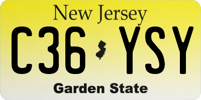 NJ license plate C36YSY