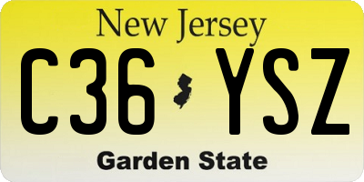 NJ license plate C36YSZ