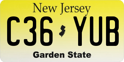 NJ license plate C36YUB