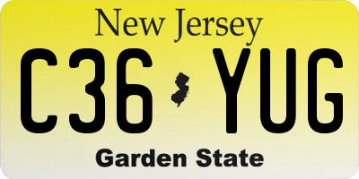 NJ license plate C36YUG