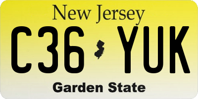 NJ license plate C36YUK
