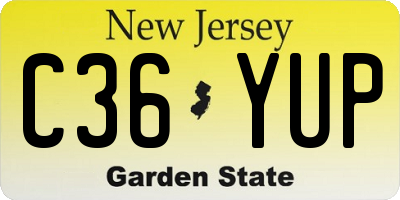 NJ license plate C36YUP
