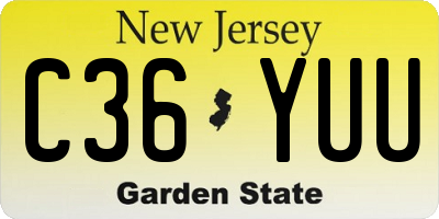 NJ license plate C36YUU