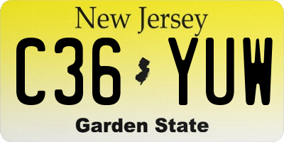 NJ license plate C36YUW