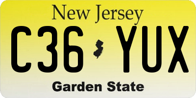 NJ license plate C36YUX