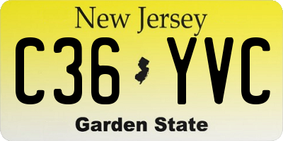 NJ license plate C36YVC