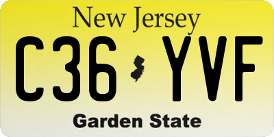 NJ license plate C36YVF