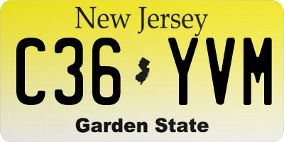 NJ license plate C36YVM