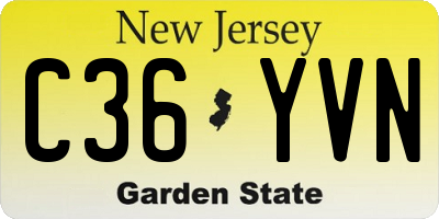 NJ license plate C36YVN