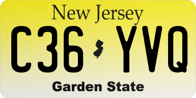 NJ license plate C36YVQ