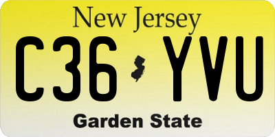 NJ license plate C36YVU