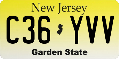 NJ license plate C36YVV