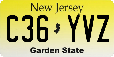 NJ license plate C36YVZ