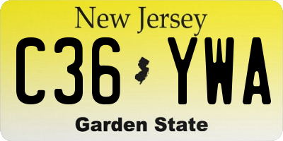 NJ license plate C36YWA