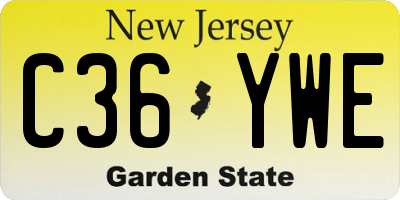 NJ license plate C36YWE
