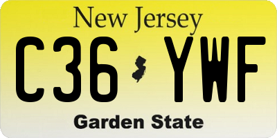 NJ license plate C36YWF