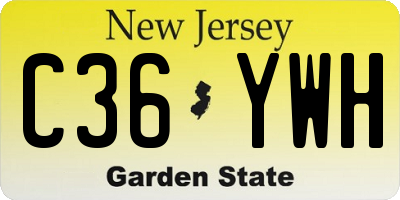 NJ license plate C36YWH