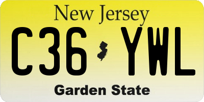 NJ license plate C36YWL