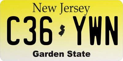 NJ license plate C36YWN