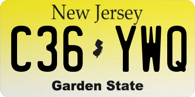 NJ license plate C36YWQ