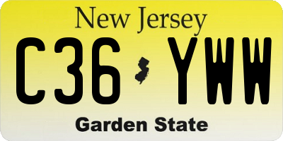 NJ license plate C36YWW