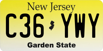 NJ license plate C36YWY