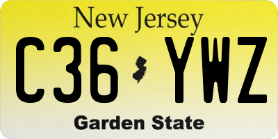 NJ license plate C36YWZ