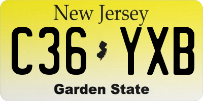 NJ license plate C36YXB
