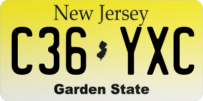 NJ license plate C36YXC