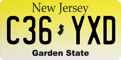 NJ license plate C36YXD