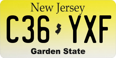 NJ license plate C36YXF