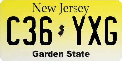 NJ license plate C36YXG