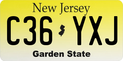 NJ license plate C36YXJ
