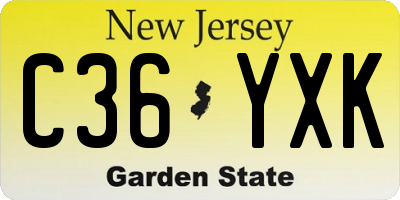 NJ license plate C36YXK