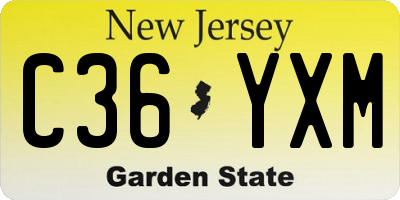 NJ license plate C36YXM