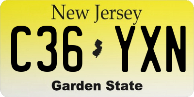 NJ license plate C36YXN
