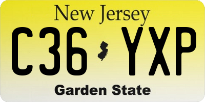 NJ license plate C36YXP