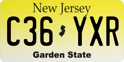 NJ license plate C36YXR