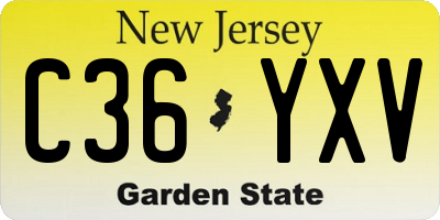 NJ license plate C36YXV