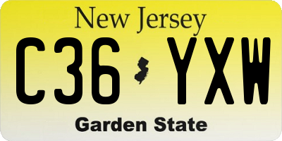 NJ license plate C36YXW