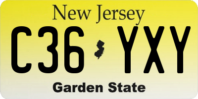 NJ license plate C36YXY