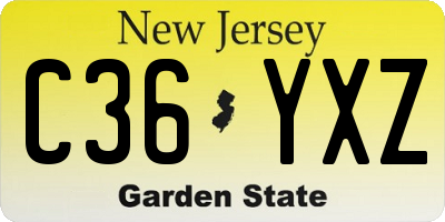 NJ license plate C36YXZ