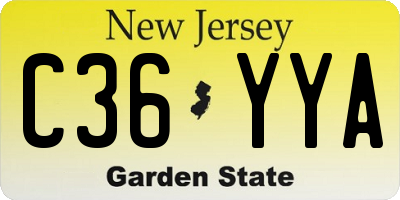 NJ license plate C36YYA