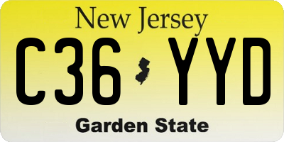 NJ license plate C36YYD