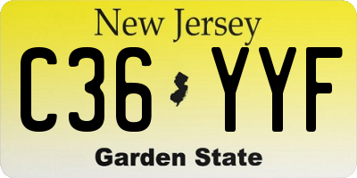 NJ license plate C36YYF