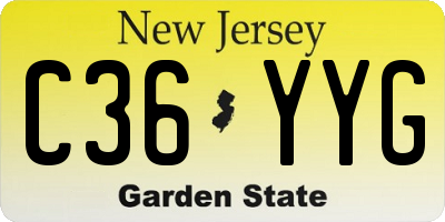 NJ license plate C36YYG