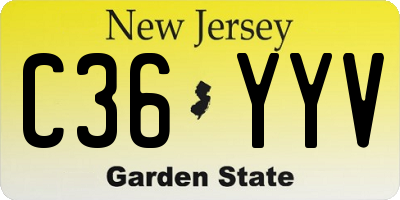 NJ license plate C36YYV
