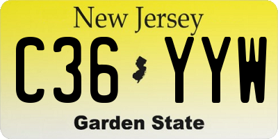 NJ license plate C36YYW