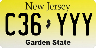 NJ license plate C36YYY