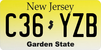 NJ license plate C36YZB